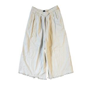 Rachel Comey Ivory Denim Pleated High Rise Wide Leg Crop Pants Size 8